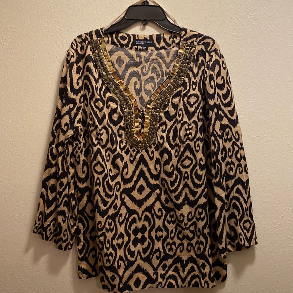 Jones New York signature long sleeve vintage top, size XL, beautiful!!